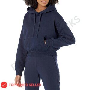 Crop Pullover Hoodie Relaxed Fit Cozy Fleece Y2K Chic Minimal Oversized